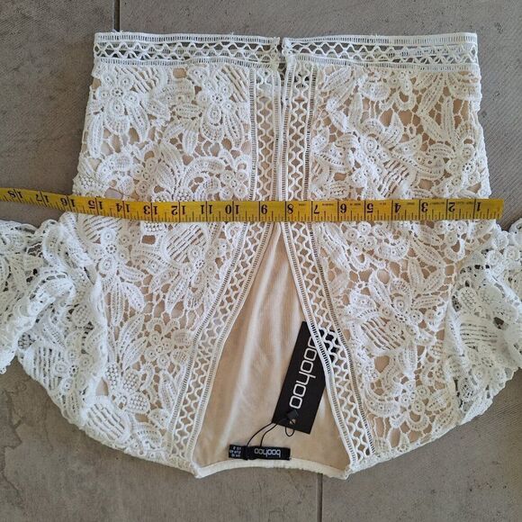 Boohoo cropped knitted lacey‎ top long sleeve size 8 - Picture 8 of 8
